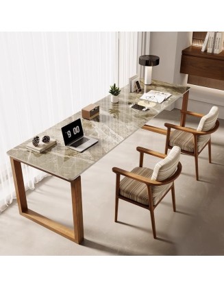 Rock board solid wood double desk