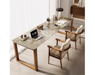 Rock board solid wood double desk