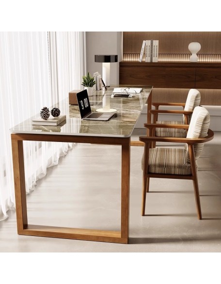 Rock board solid wood double desk